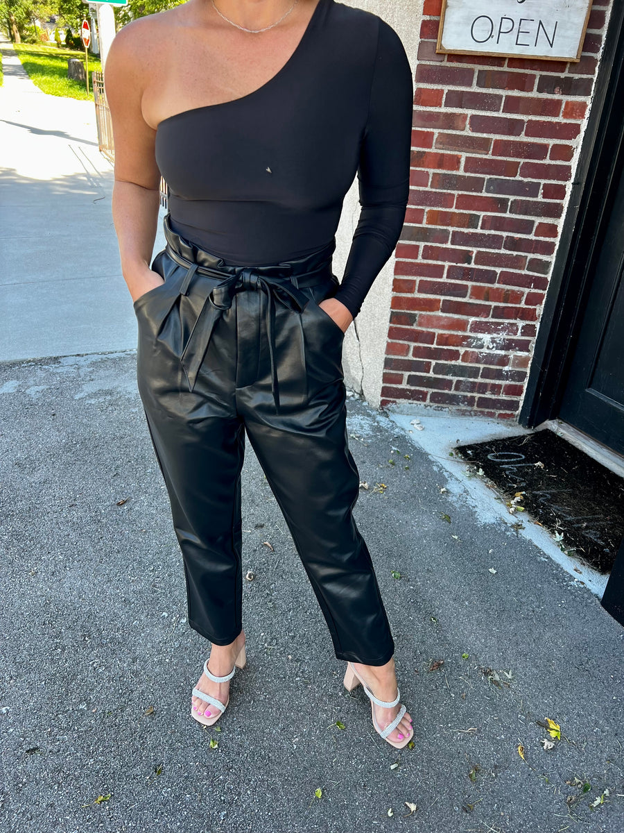 Faux Leather Pants in Black