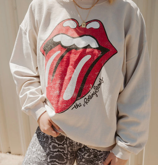 Rolling Stones Lick Sweatshirt in Sand
