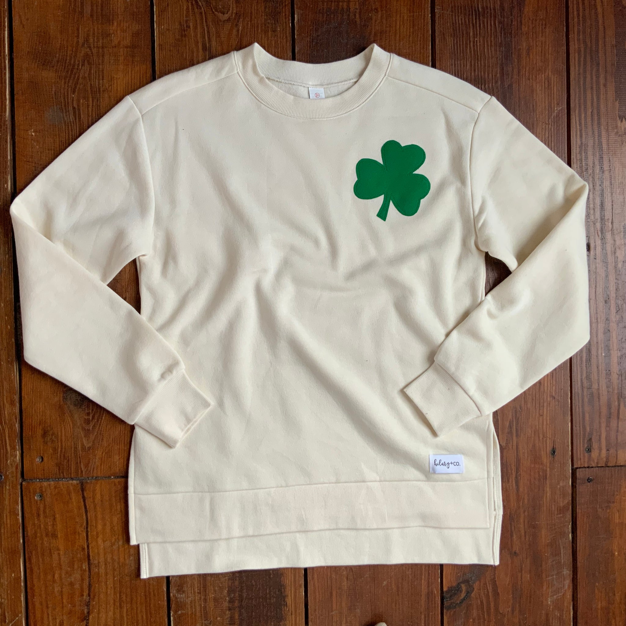 Cozy Crewneck with Forest Green Shamrock