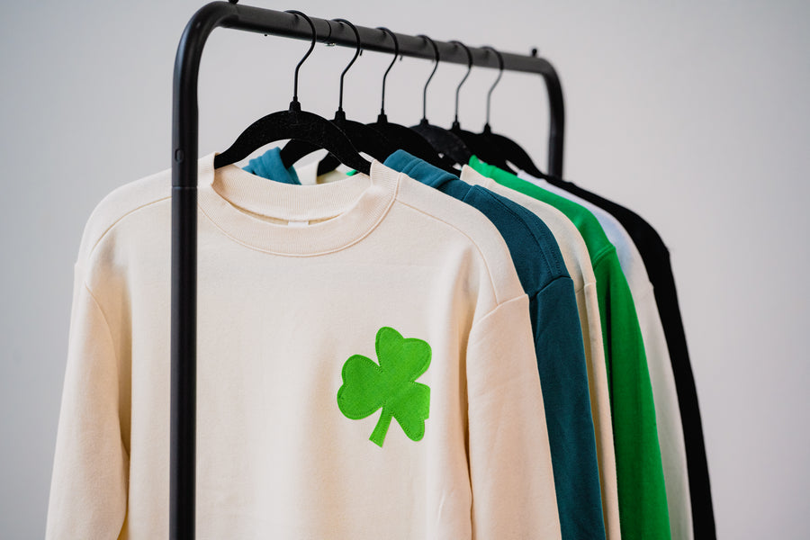 Cozy Crewneck with Lime Green Shamrock