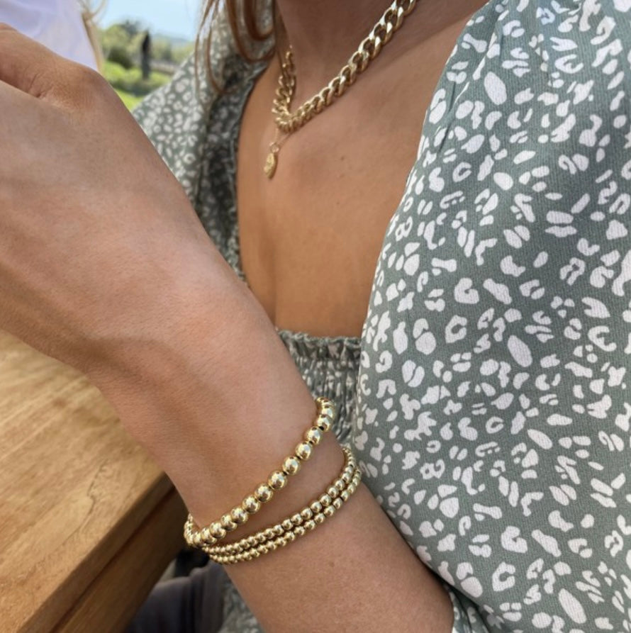 Large Gold Beaded Bracelet